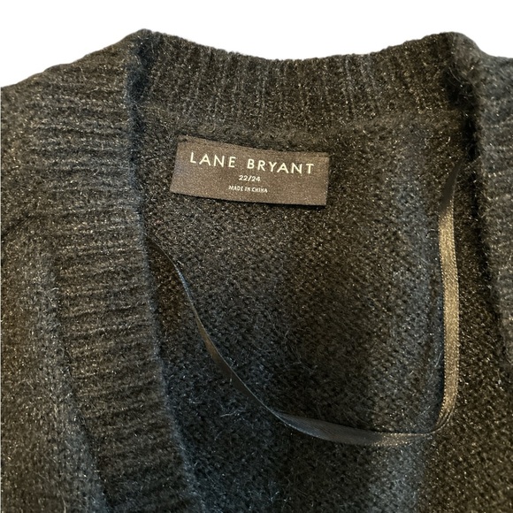 Lane Bryant 3/4 Black Sleeve Rhinestone Button Wool Blend Cardigan Size 22-24W. - Picture 7 of 10